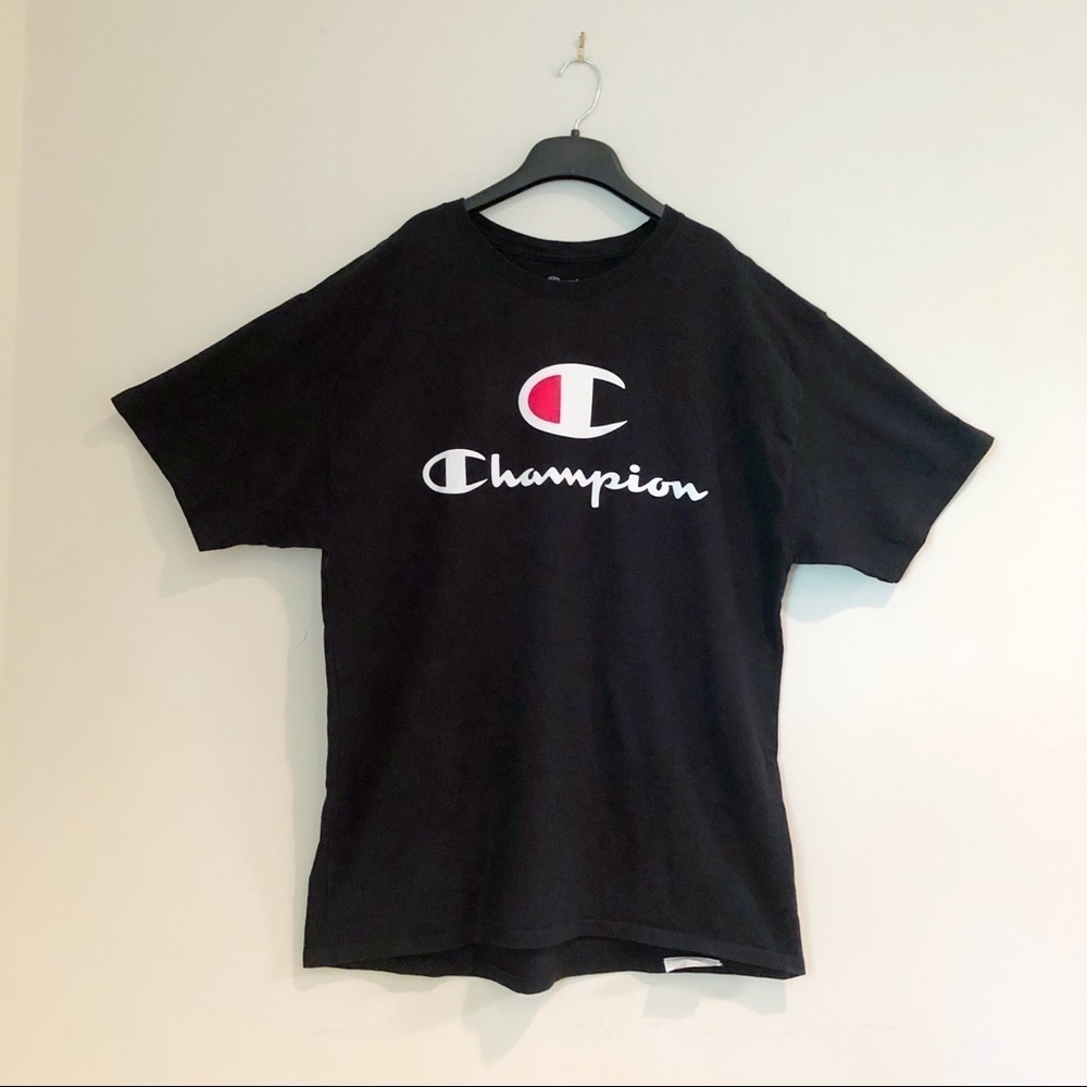 Champion Logo T Shirt Size Extra Large Black XL Champion T-shirt